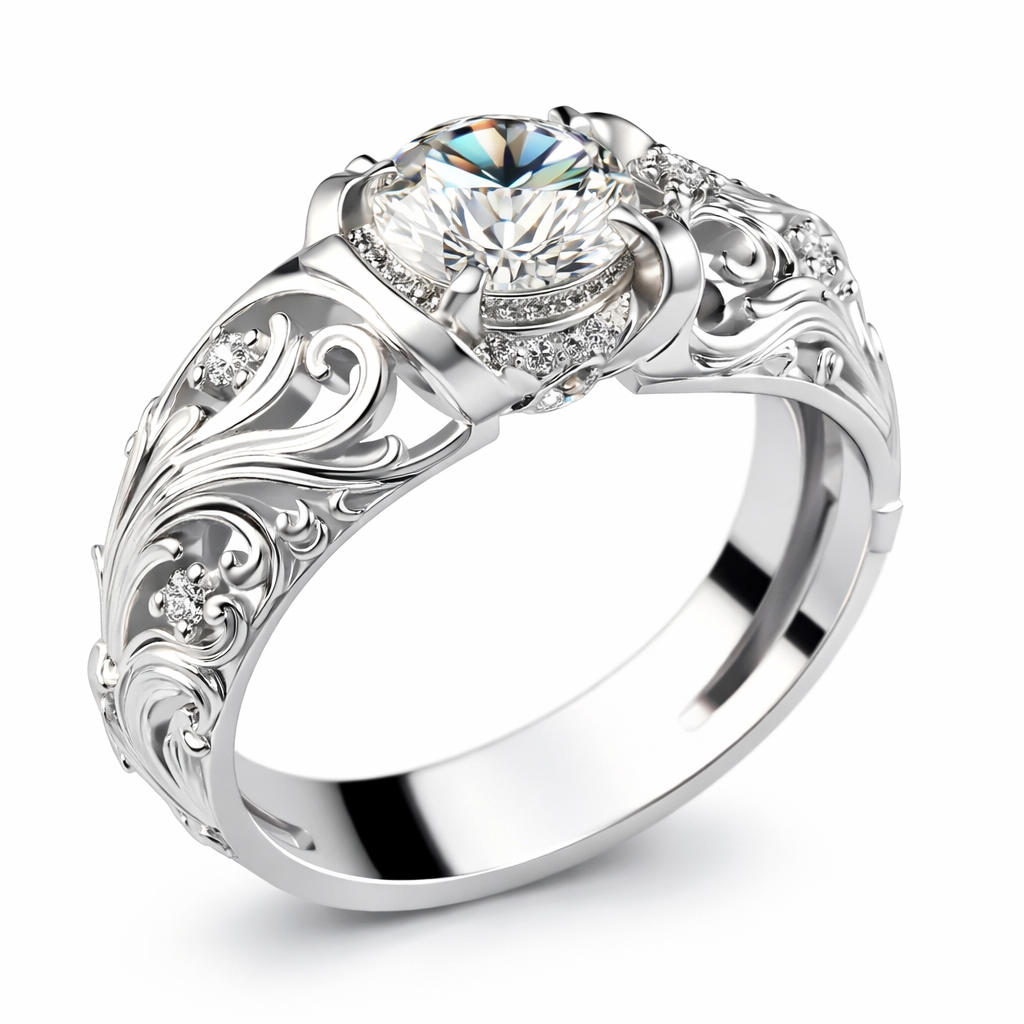 Exquisite Crystal White Gold Ring