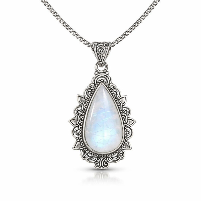 Antique Moonstone Pendant Yellow Gold Necklace