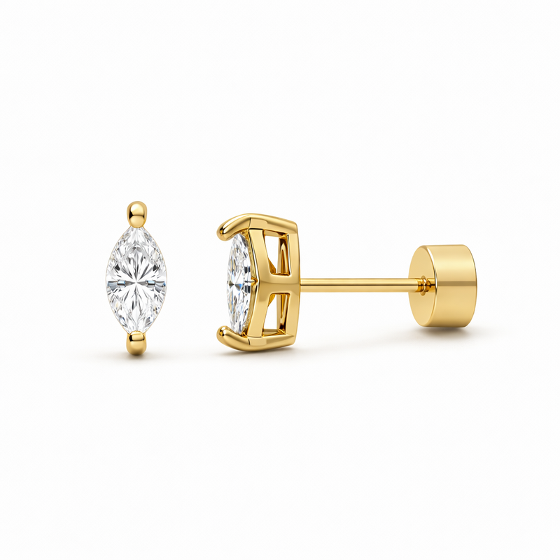 Pear Cut Stud Yellow Gold Earrings
