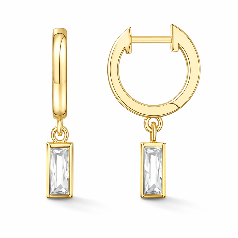 Bar Drop Yellow Gold Earrings