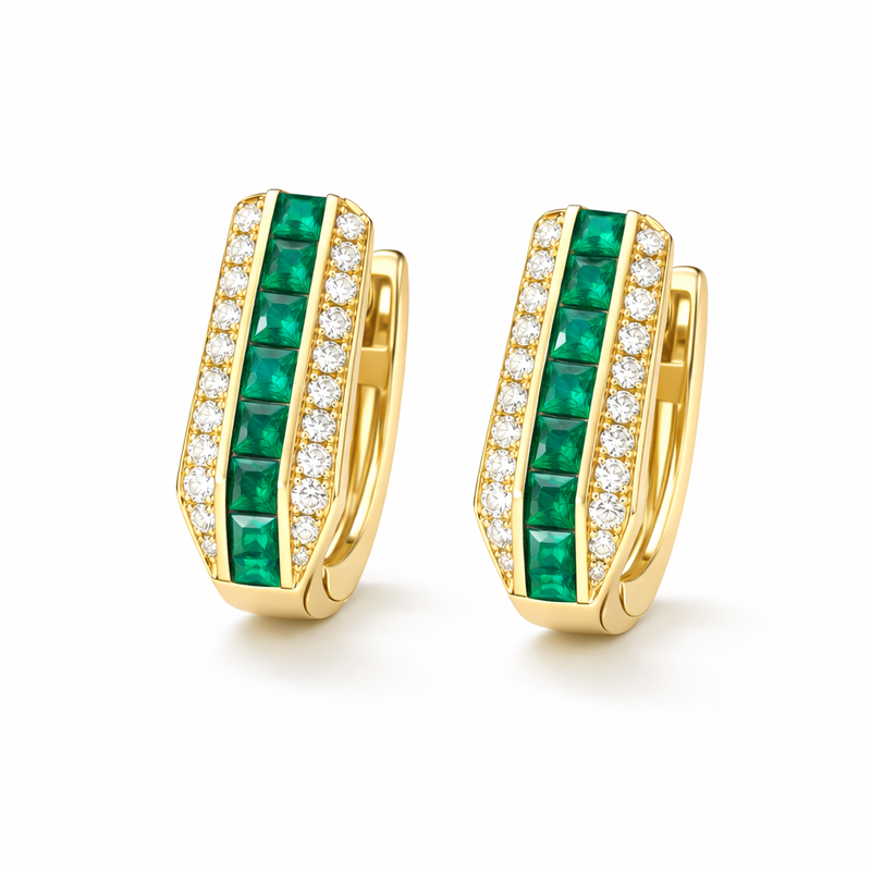 Sienna Emerald Yellow Gold Earrings