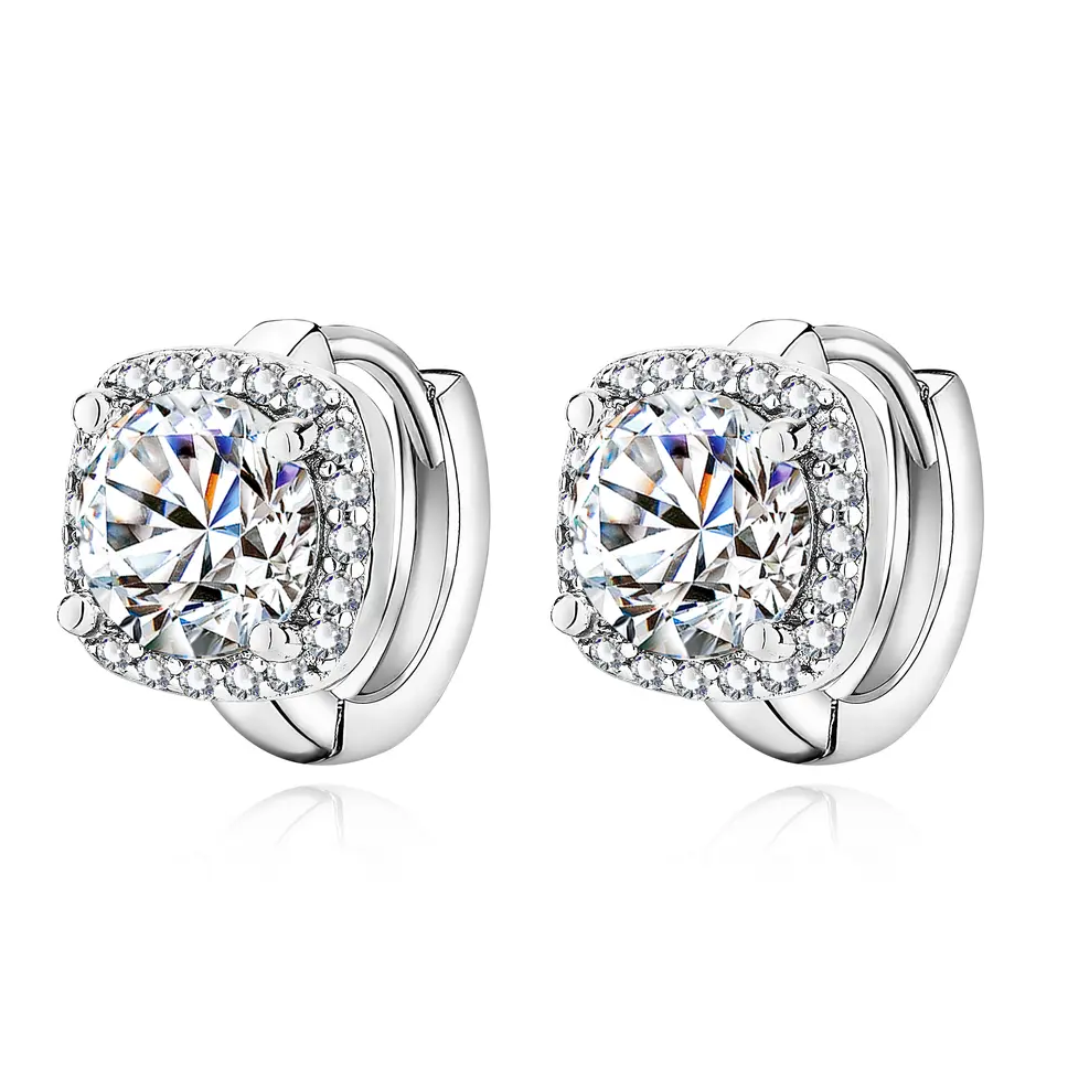 Nadine Square White Gold Earrings