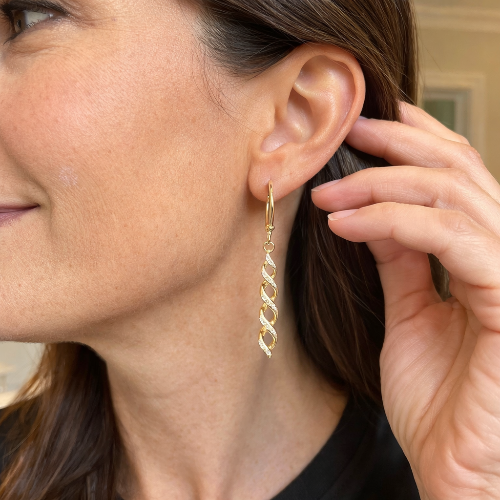 Ava Shimmer Twist Yellow Gold Earrings