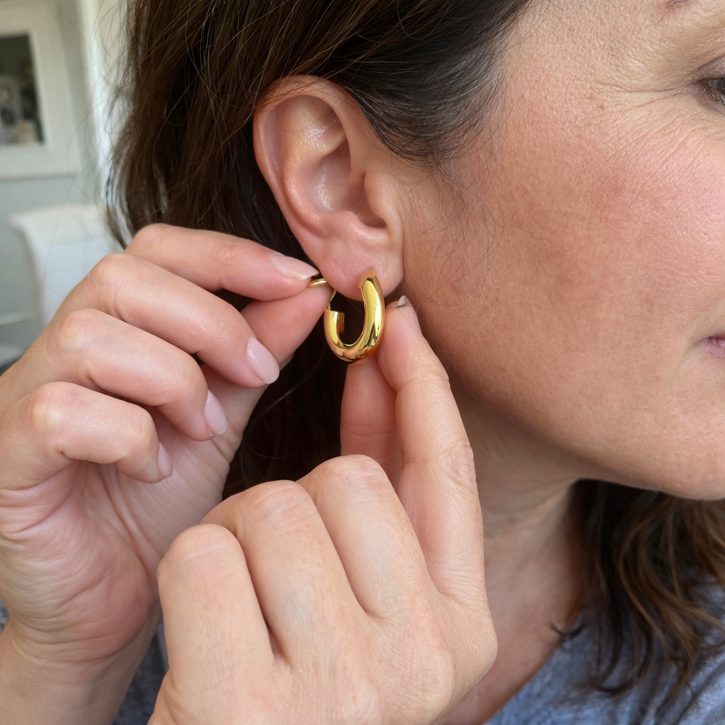 Stardust Hoop Yellow Gold Earrings