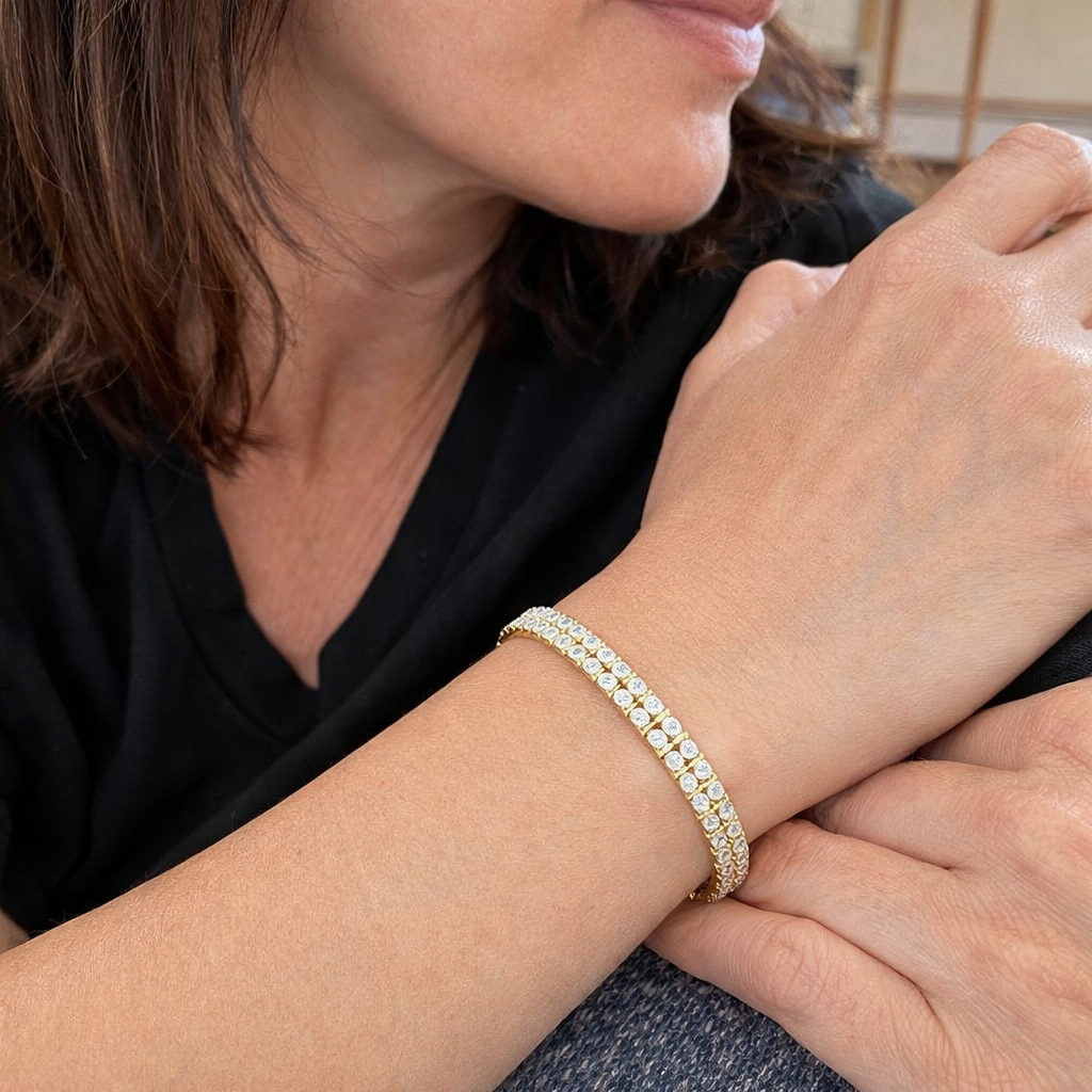 Double Row Tennis Yellow Gold Bracelet