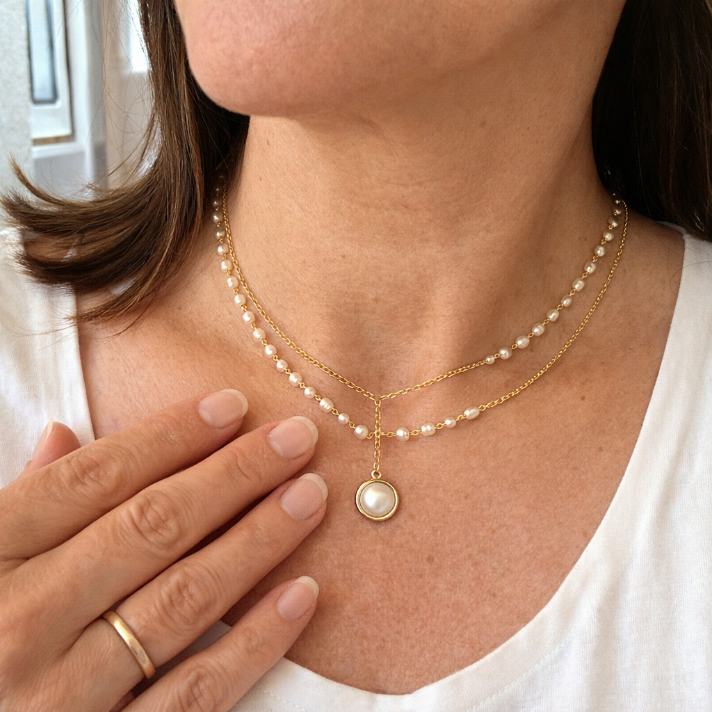 Timeless Pearl Yellow Gold Necklace
