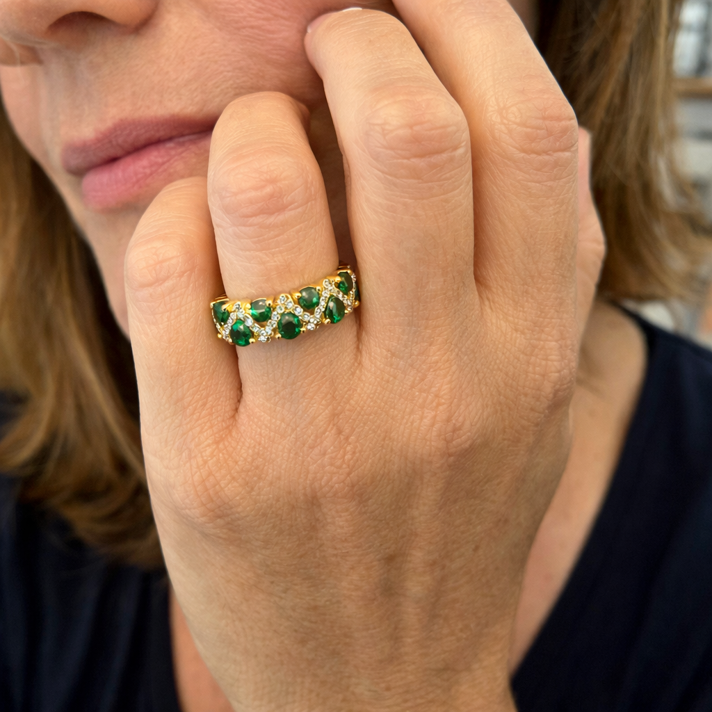 Calira Open Brilliant Emerald Yellow Gold Ring