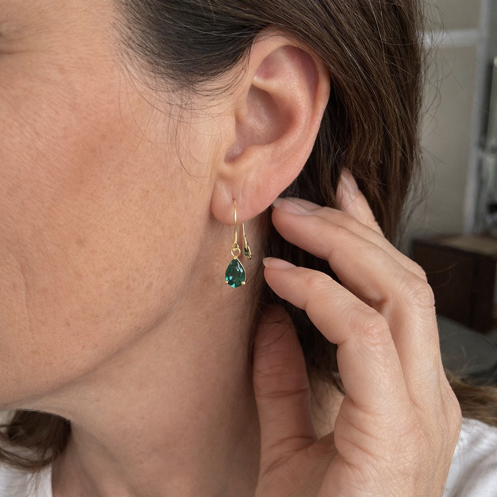 Colette Dufray Emerald Yellow Gold Earrings