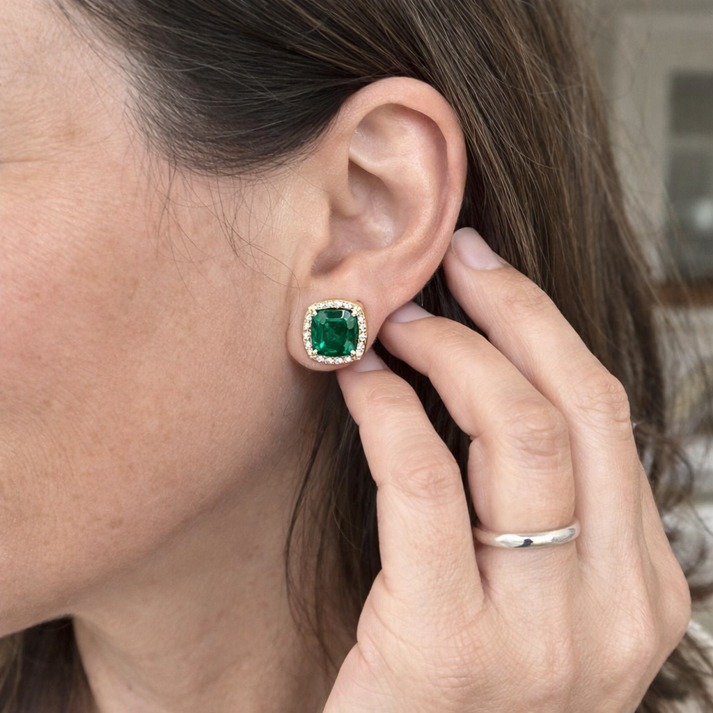 Calista Verdoux Emerald Yellow Gold Earrings