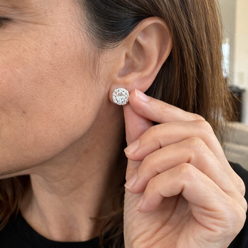 Nadine Square White Gold Earrings
