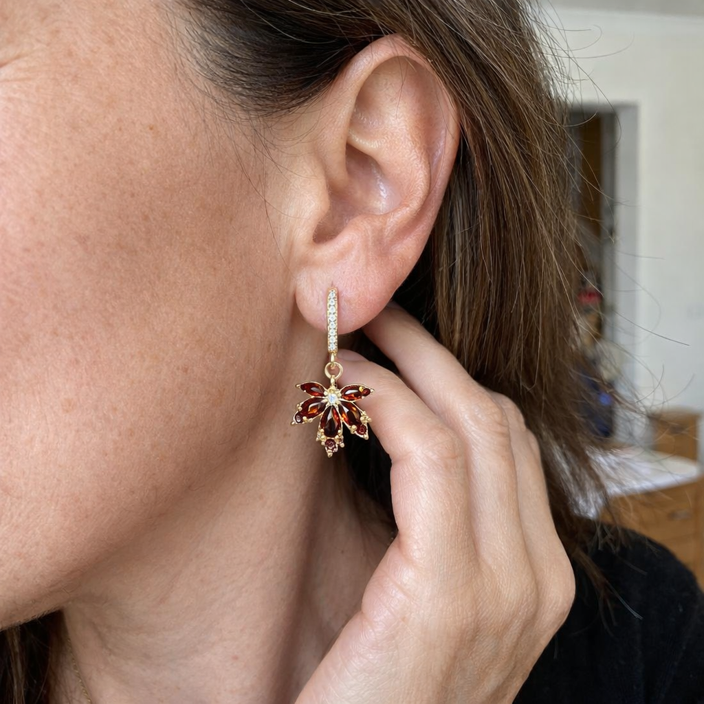 Leafshine Zircon Yellow Gold Earrings