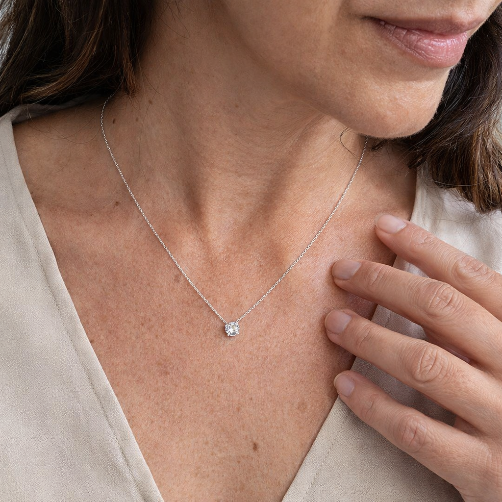 Clea Gemstone White Gold Necklace
