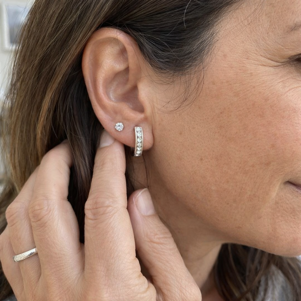 Dara Brillane Gemstone White Gold Earring Set