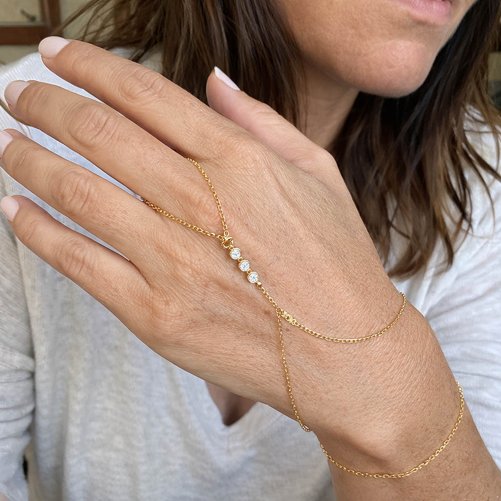 Beaded Hand Yellow Gold Bracelet