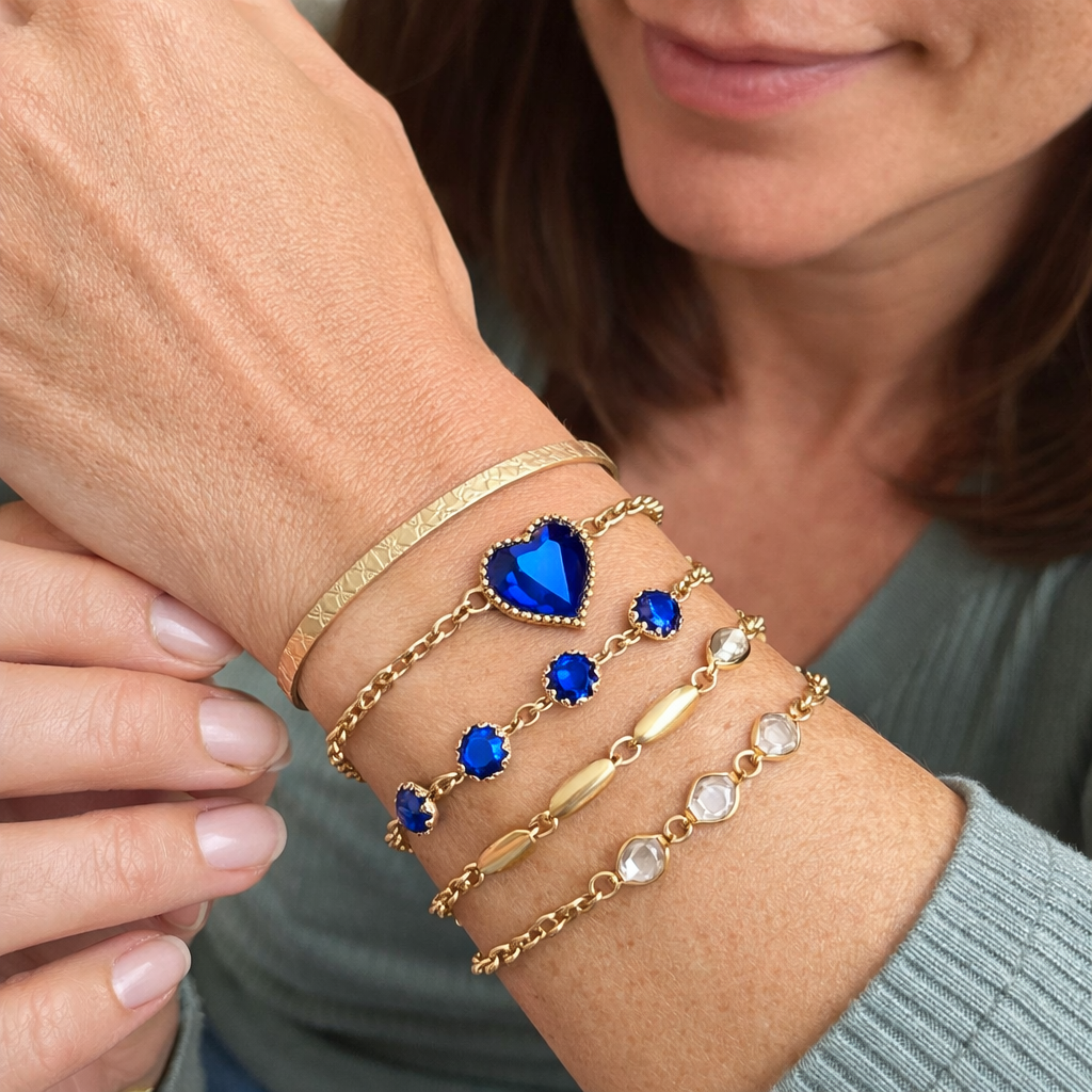 Aveline Northblue Sapphire Yellow Gold Bracelet Set