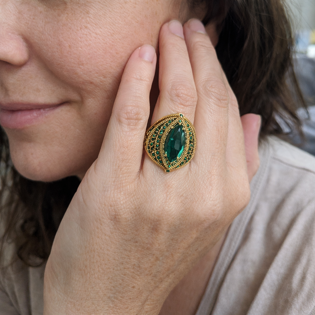 Regent Emerald Yellow Gold Ring