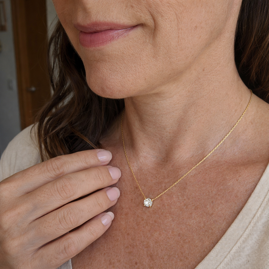 Aurora Crystal Yellow Gold Necklace