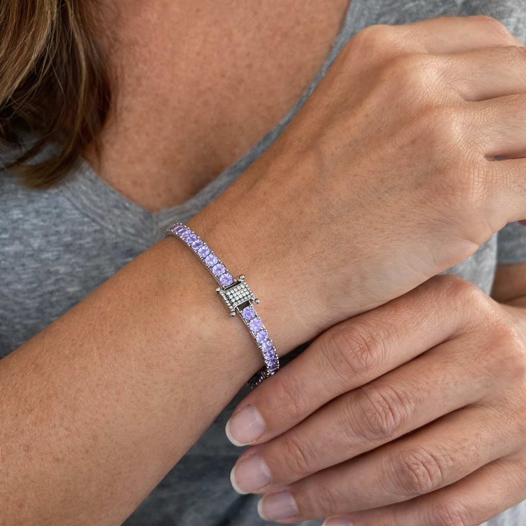 Amethyst Tennis White Gold Bracelet