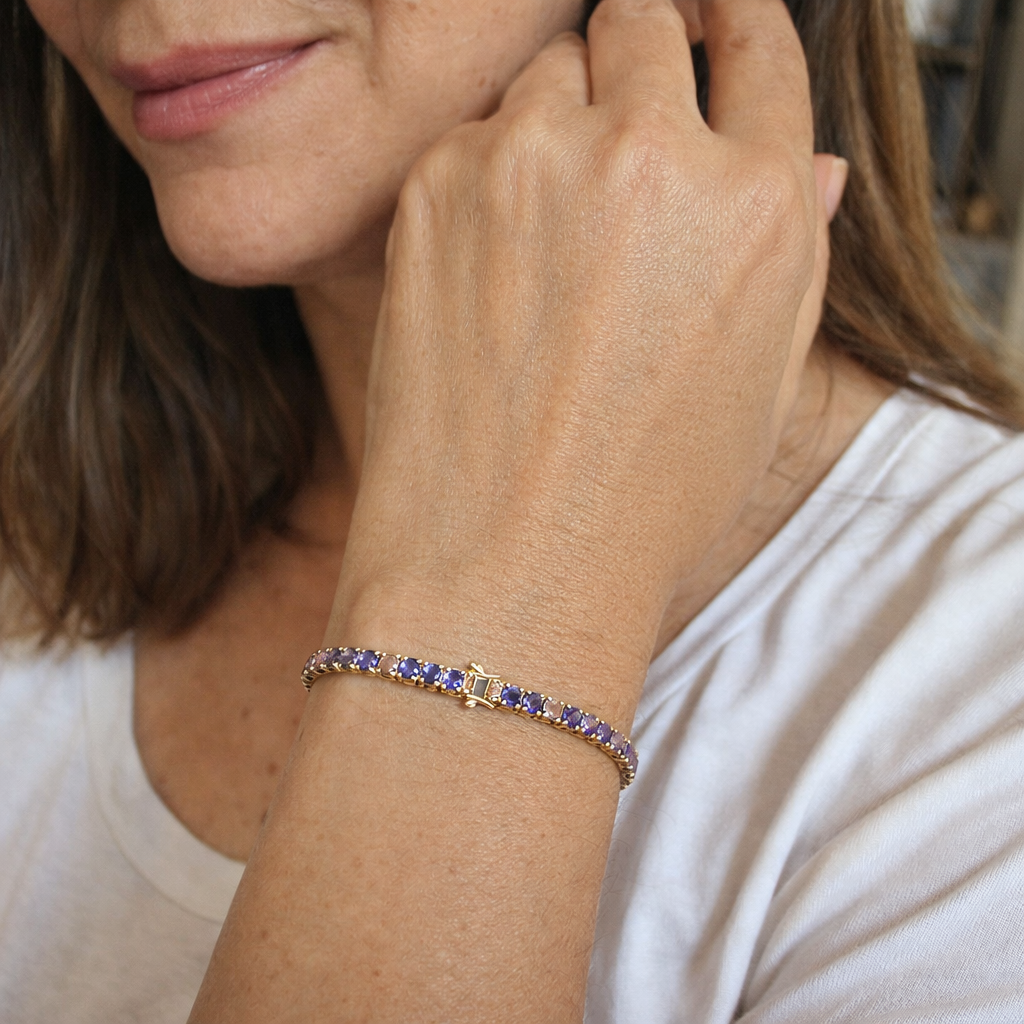 Amethyst Tennis Yellow Gold Bracelet