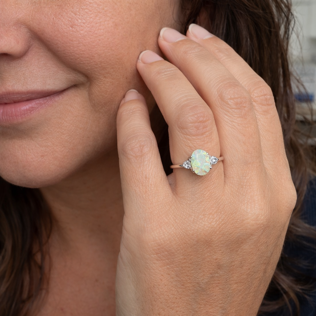 Opal Embrace White Gold Ring