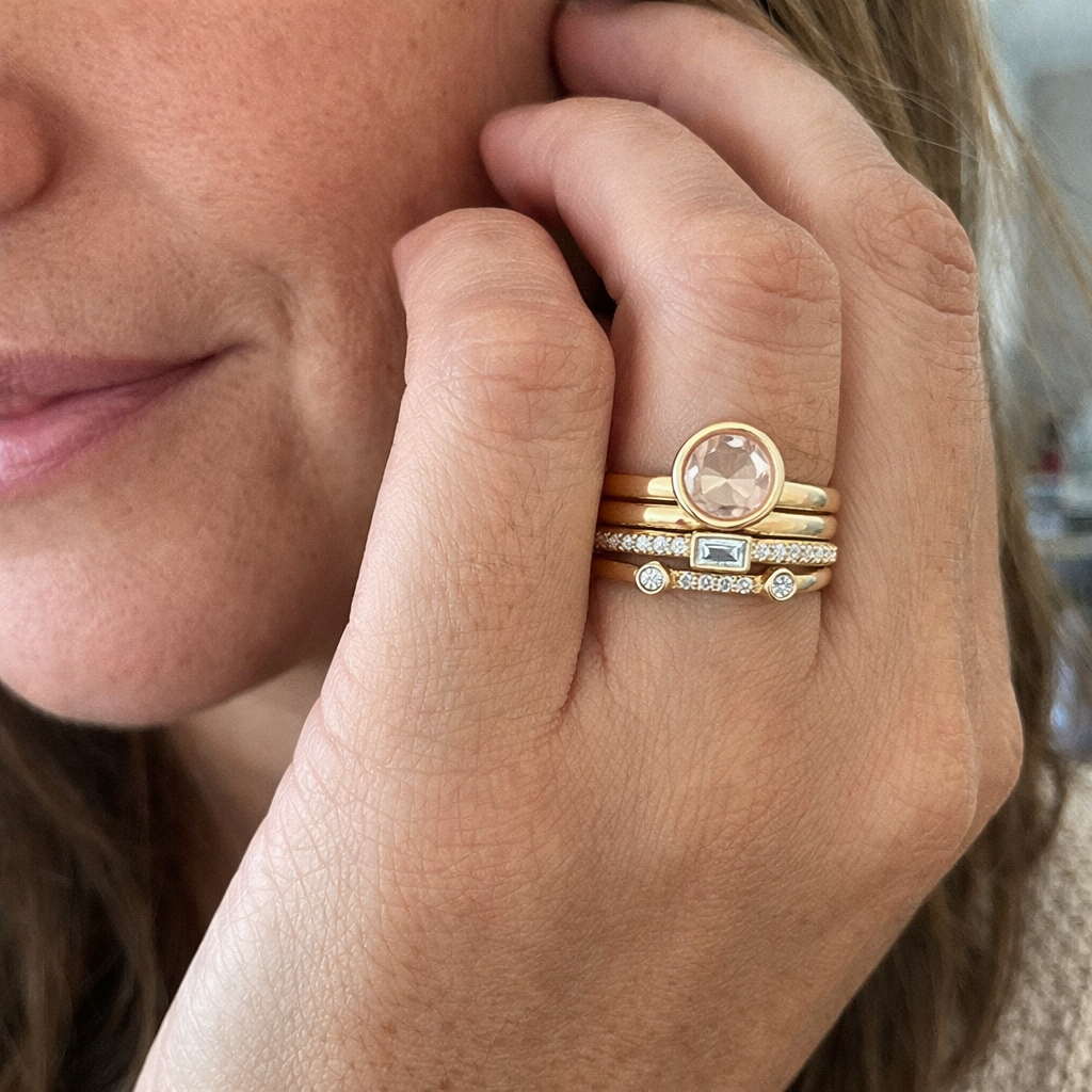 Vintage Style Gold and Zircon Yellow Gold Ring Set