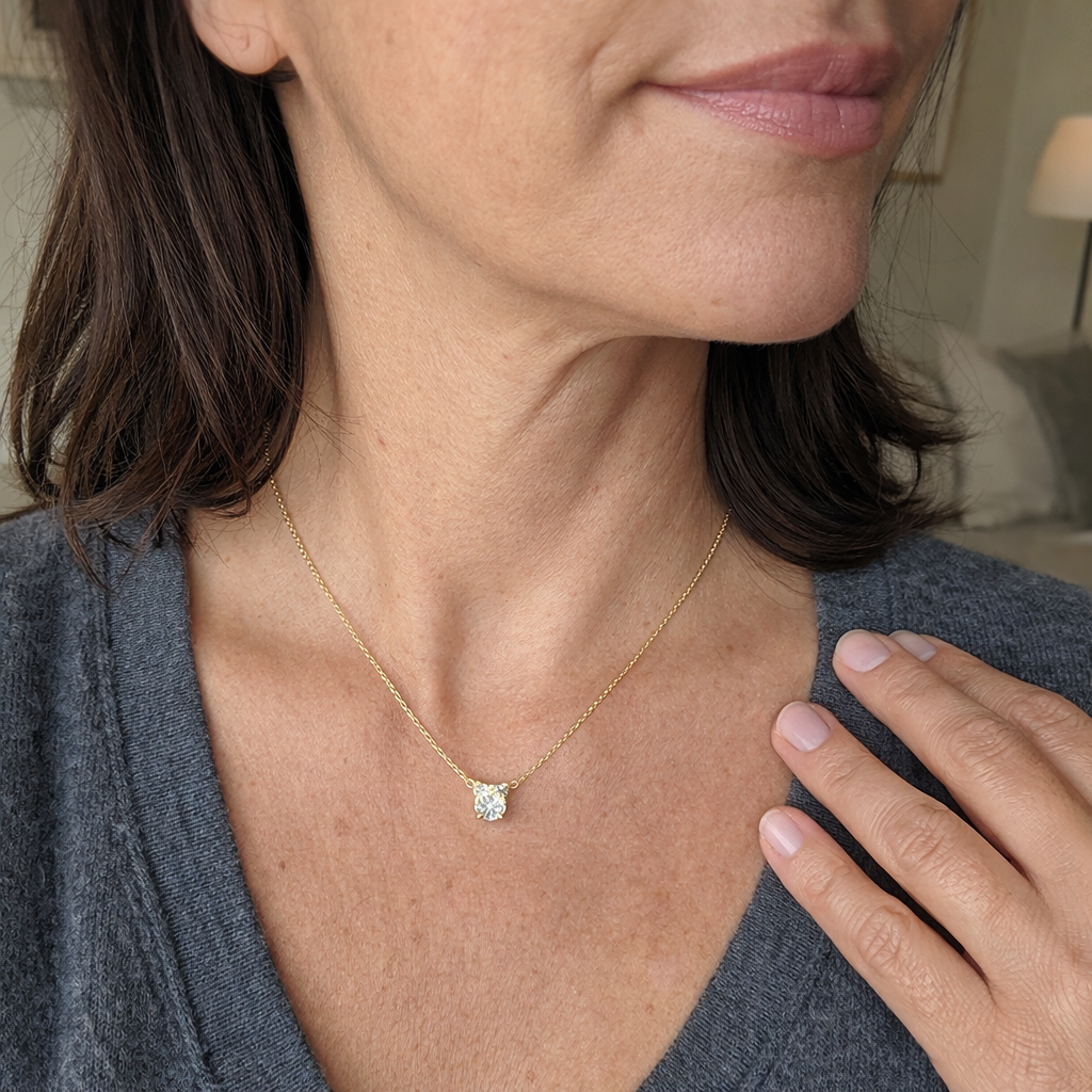 Clea Moissanite Yellow Gold Necklace
