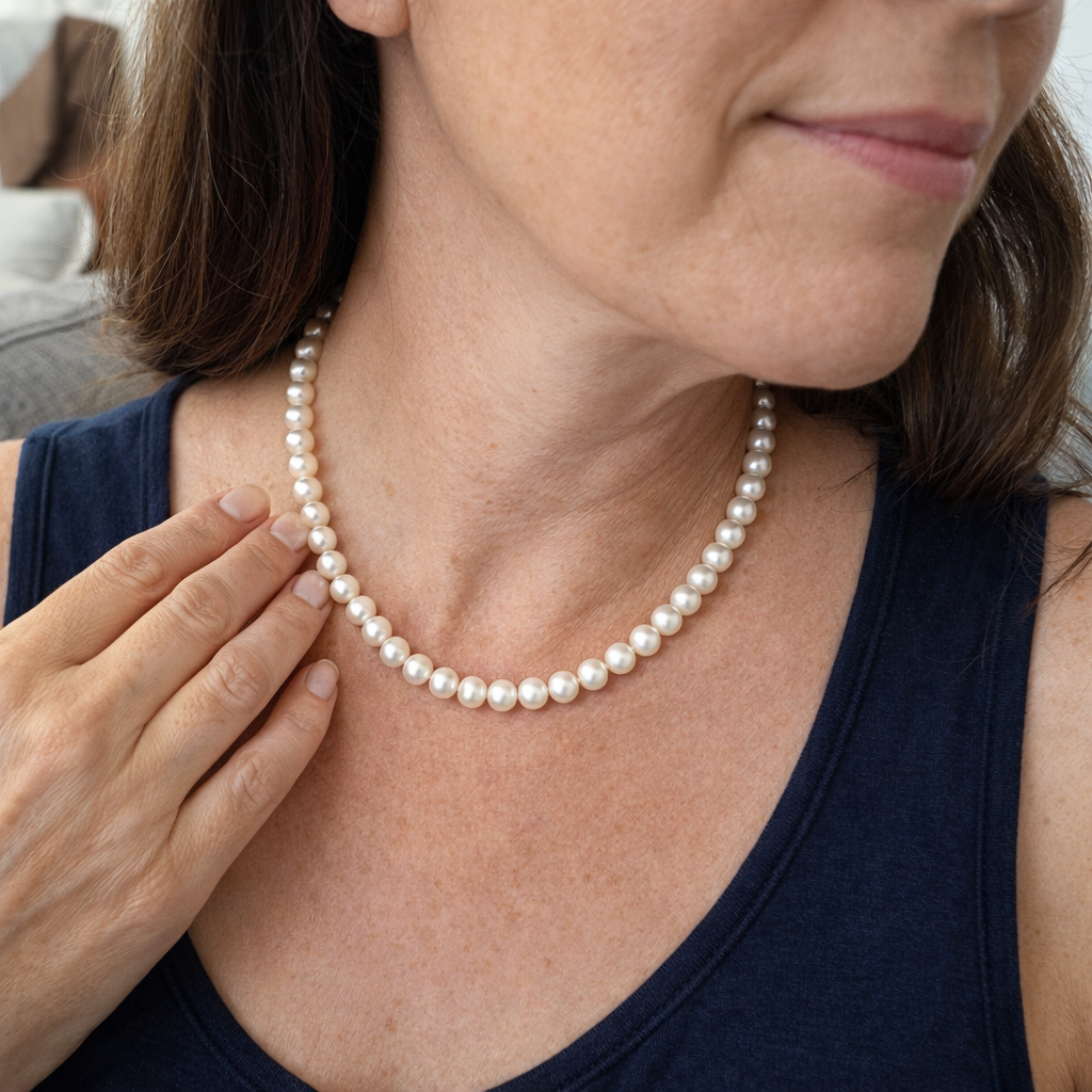 Pearl Halo White Gold Necklace