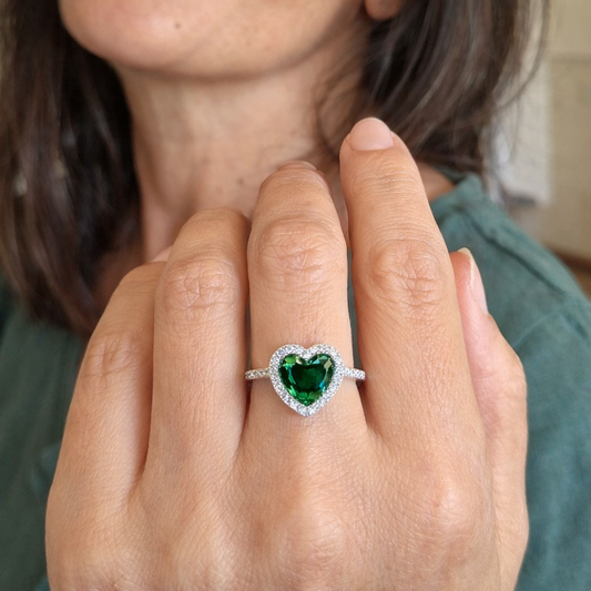 Anillo Delara Virenza Esmeralda | Oro Blanco