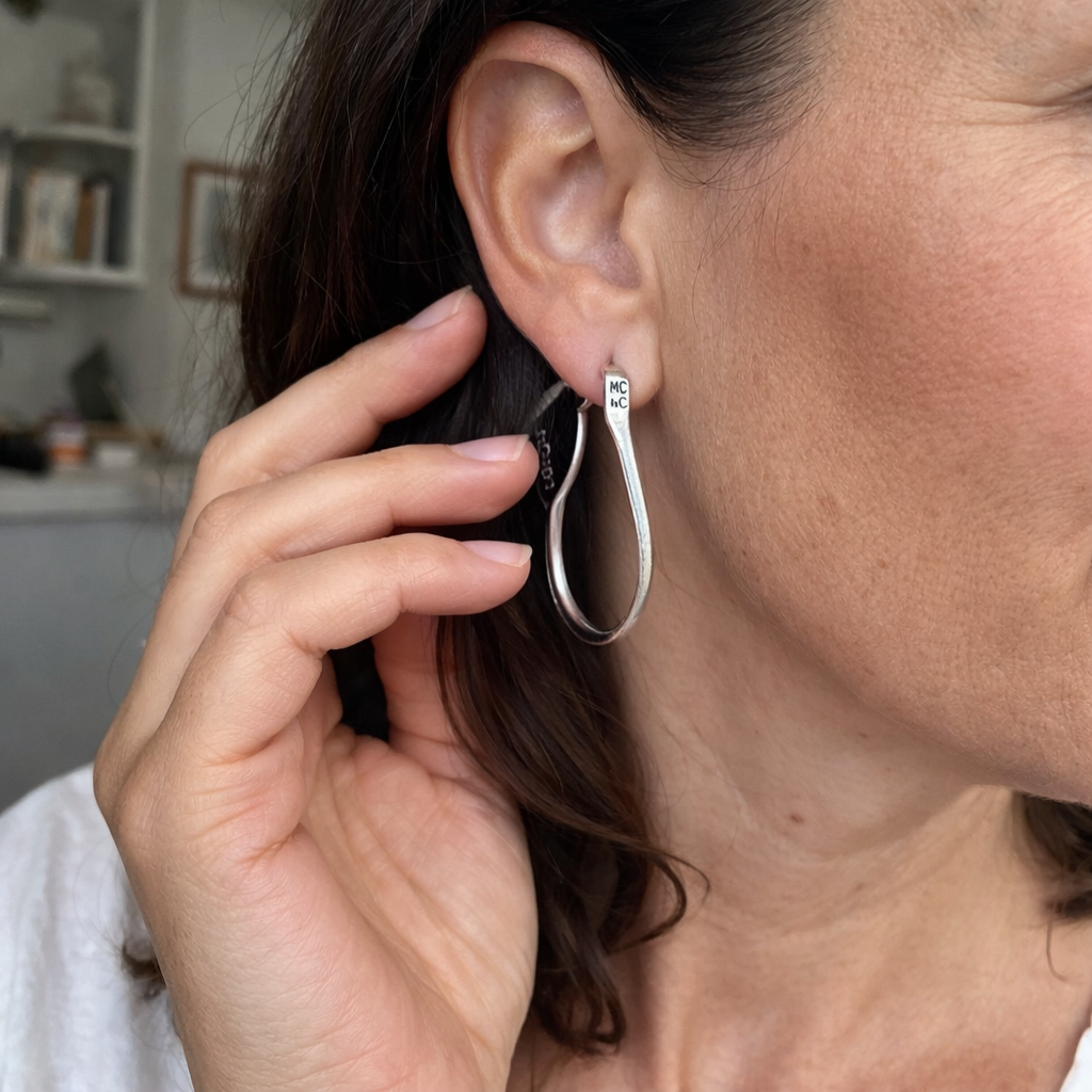 Lunar Halo Hoop White Gold Earrings