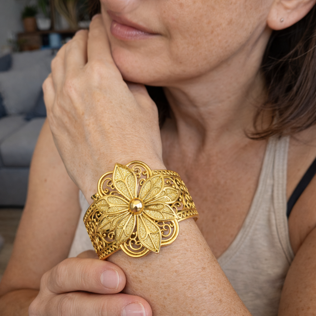Vintage Style Flower Yellow Gold Ring