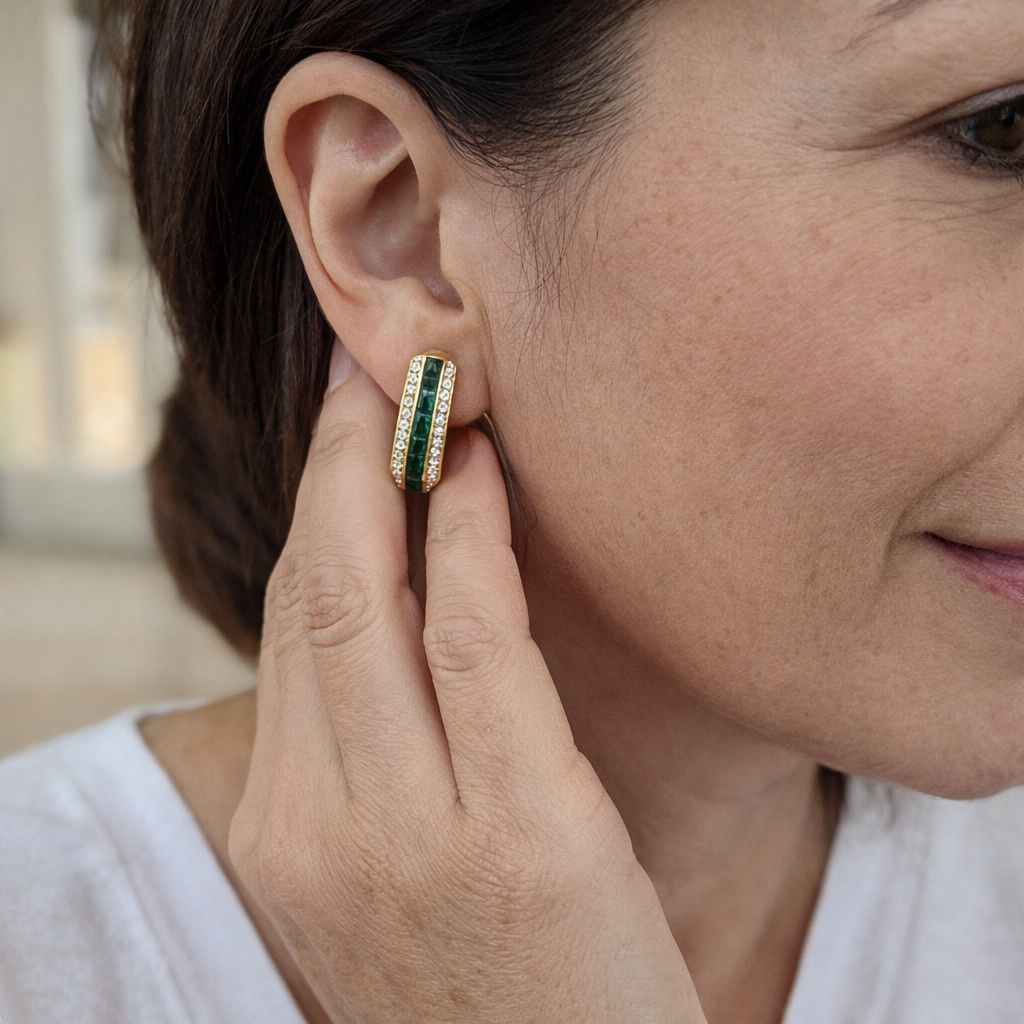 Sienna Emerald Yellow Gold Earrings