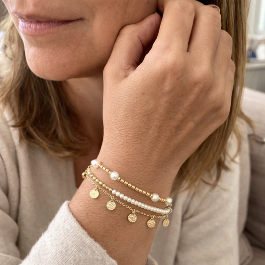 Set de Tobilleras en Capas de 3 Piezas Coastal Charm | Oro
