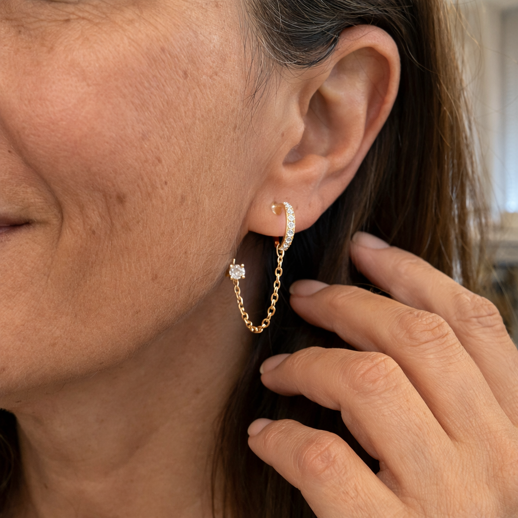 Adella Yellow Gold Chain Earrings