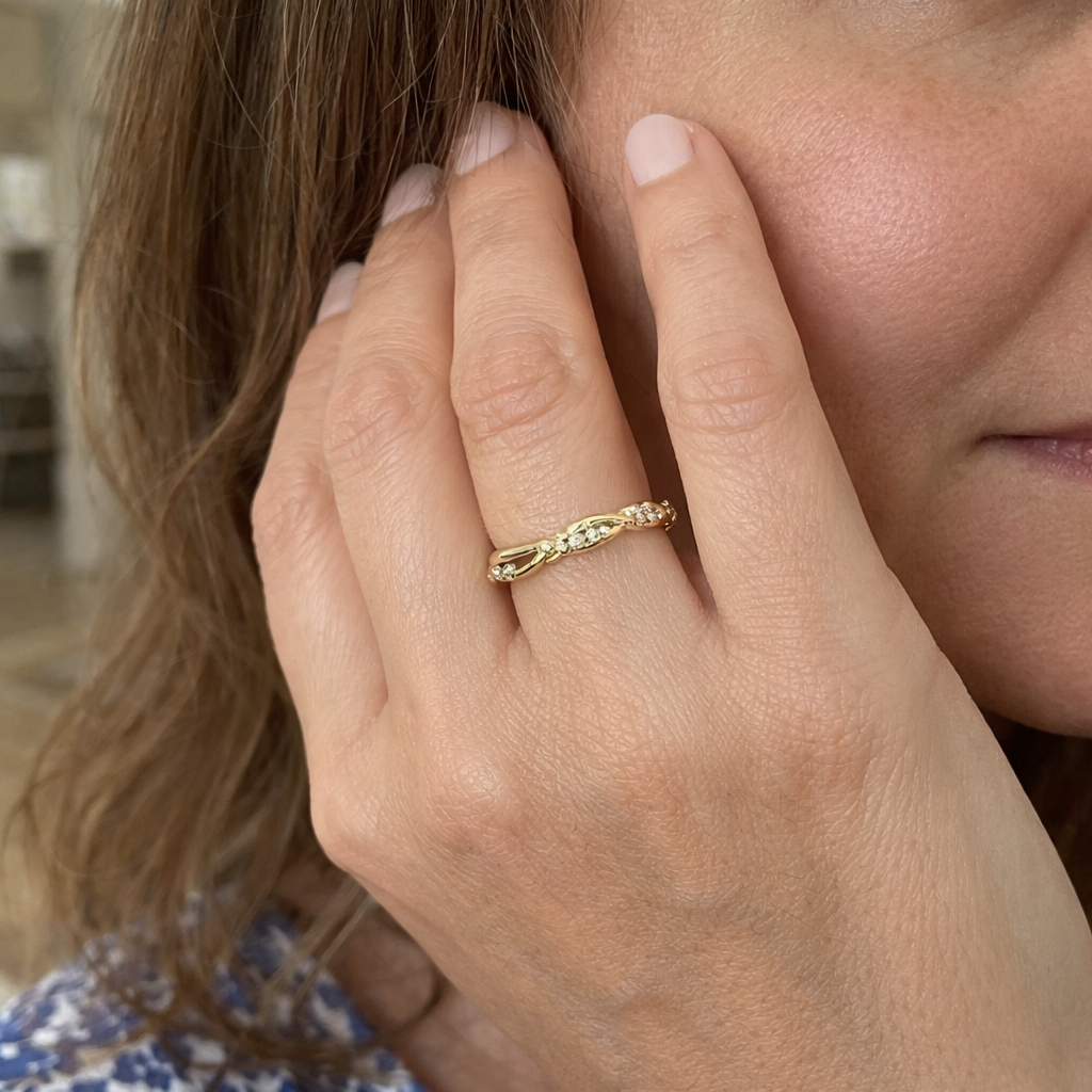 Two Tone Accent Yellow Gold Ring