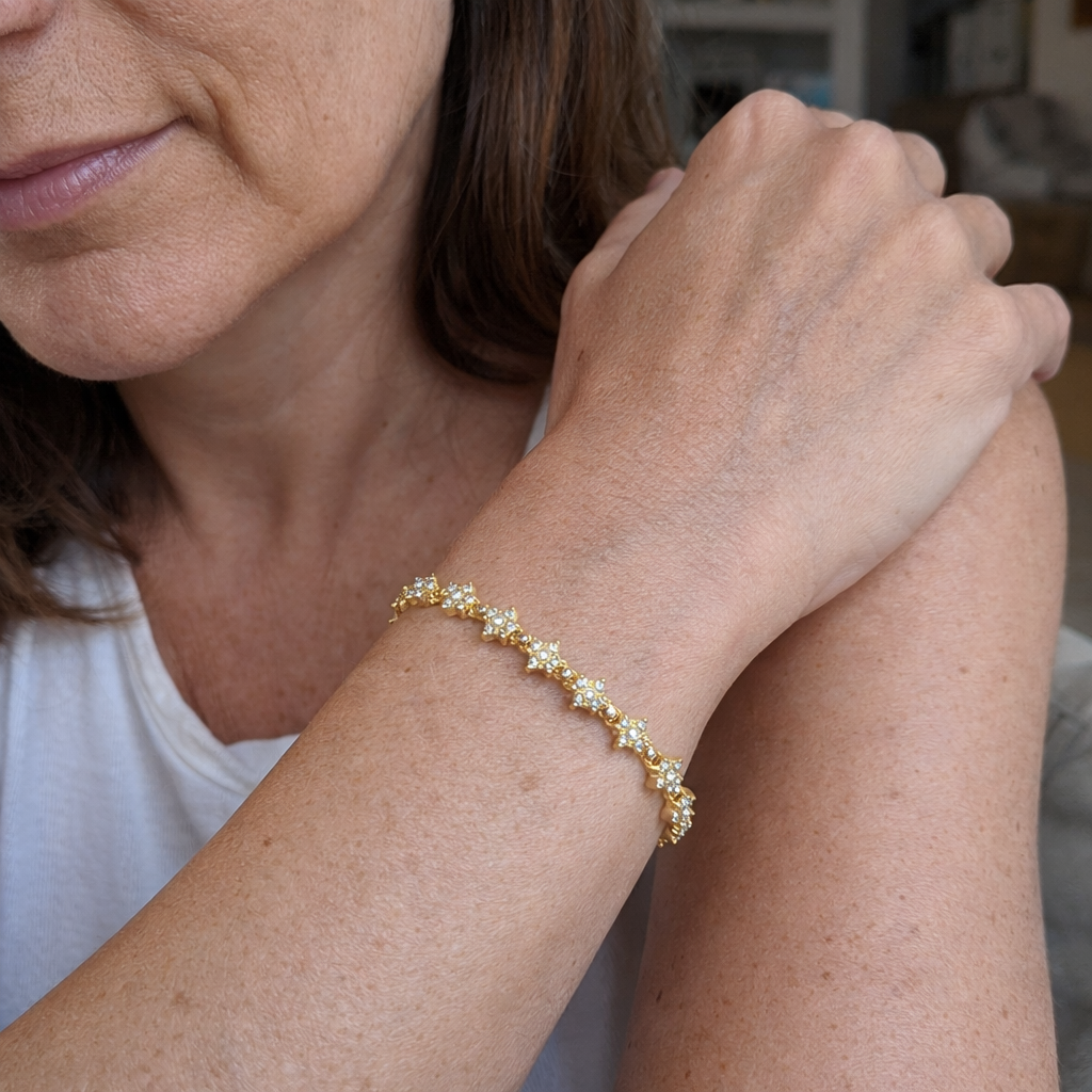 Classic Cluster Tennis Yellow Gold Necklace