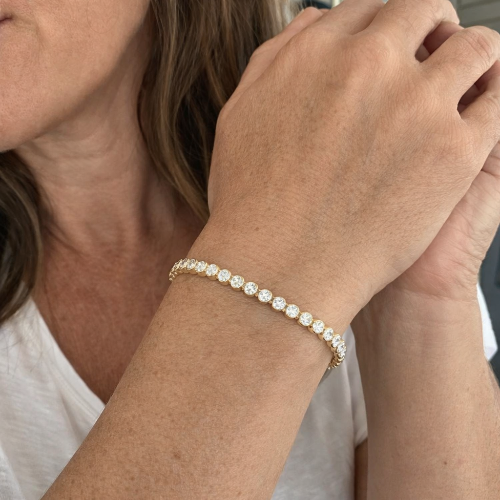 Round Cut Tennis Yellow Gold Bracelet