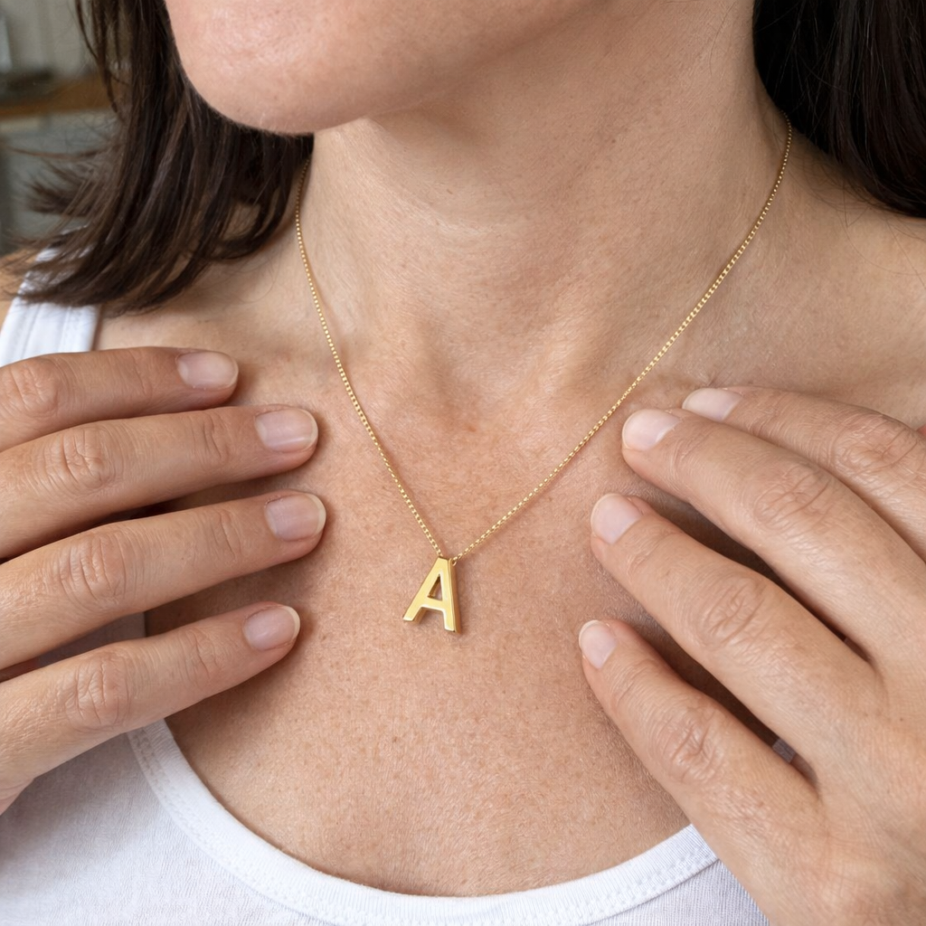 Love Letter Initial Yellow Gold Necklace