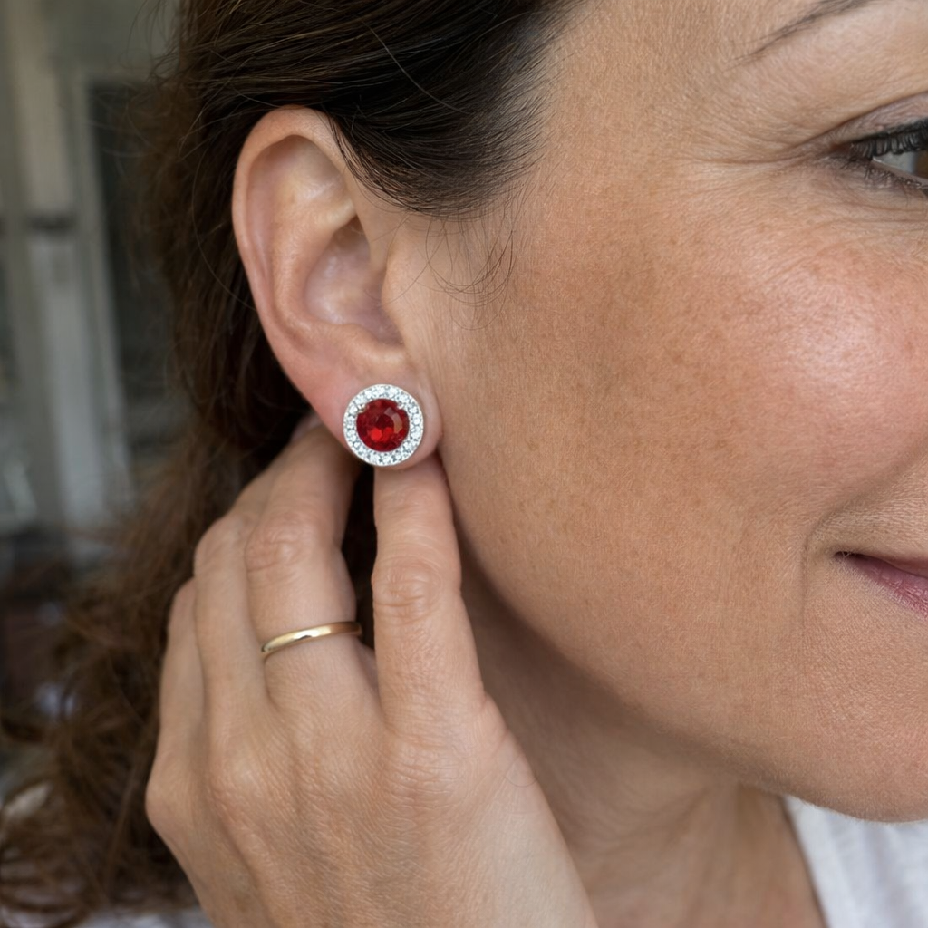 Lucia Rosavelle Ruby White Gold Earrings