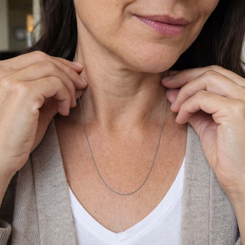 Bodega Box Chain White Gold Necklace