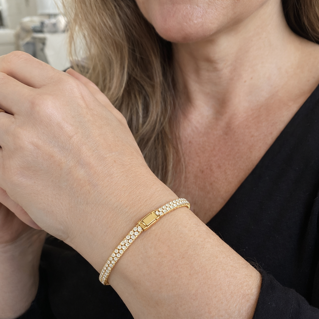 Pave Cuban Yellow Gold Bracelet