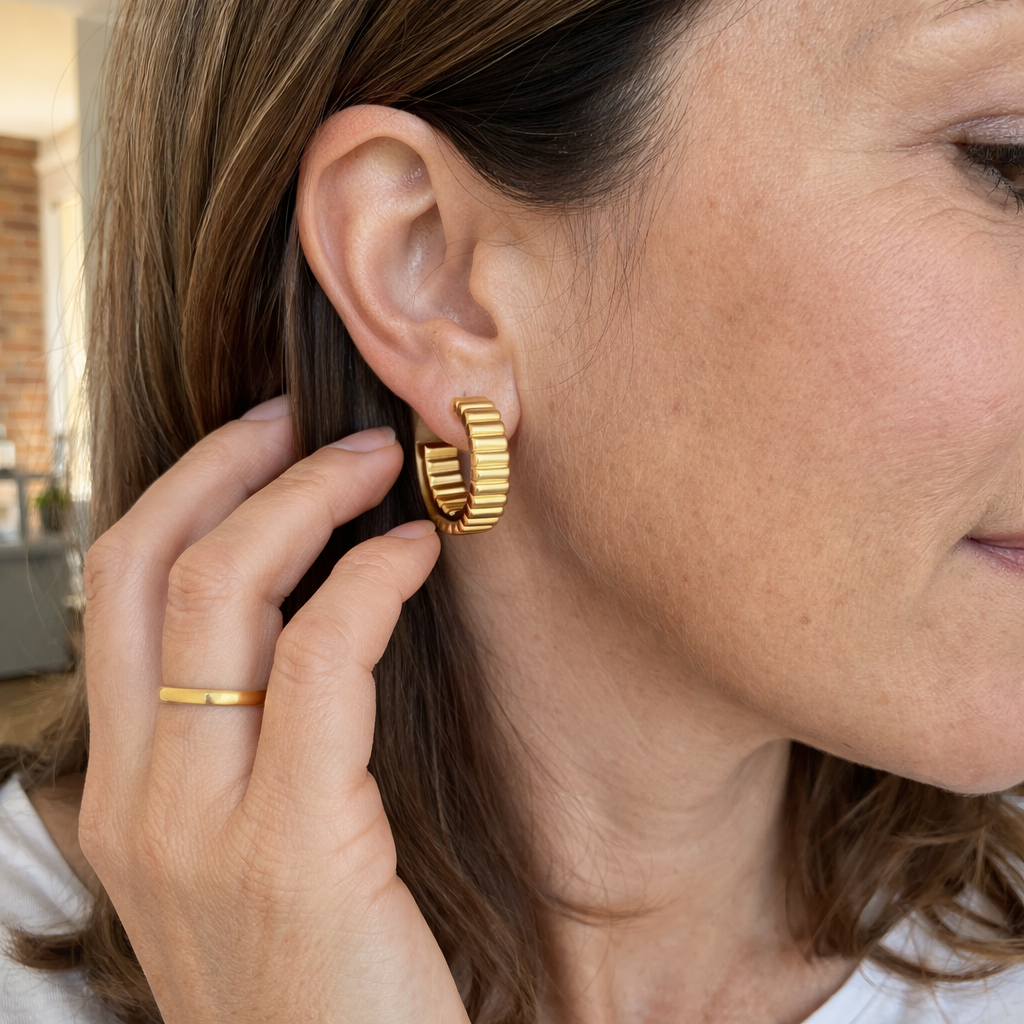 Classic Relief Yellow Gold Earrings