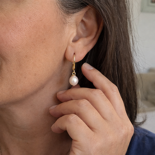 Pendientes Colgantes de Perla | Oro