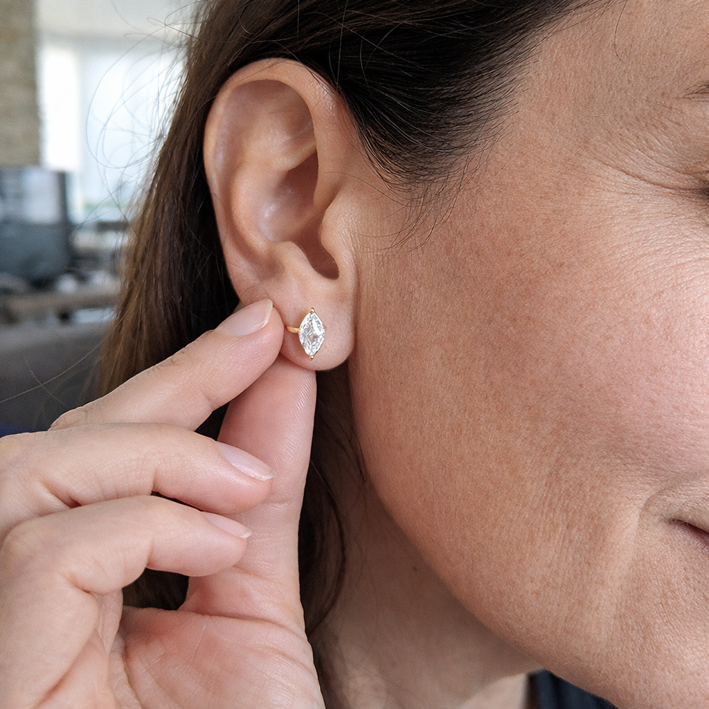Pear Cut Stud Yellow Gold Earrings