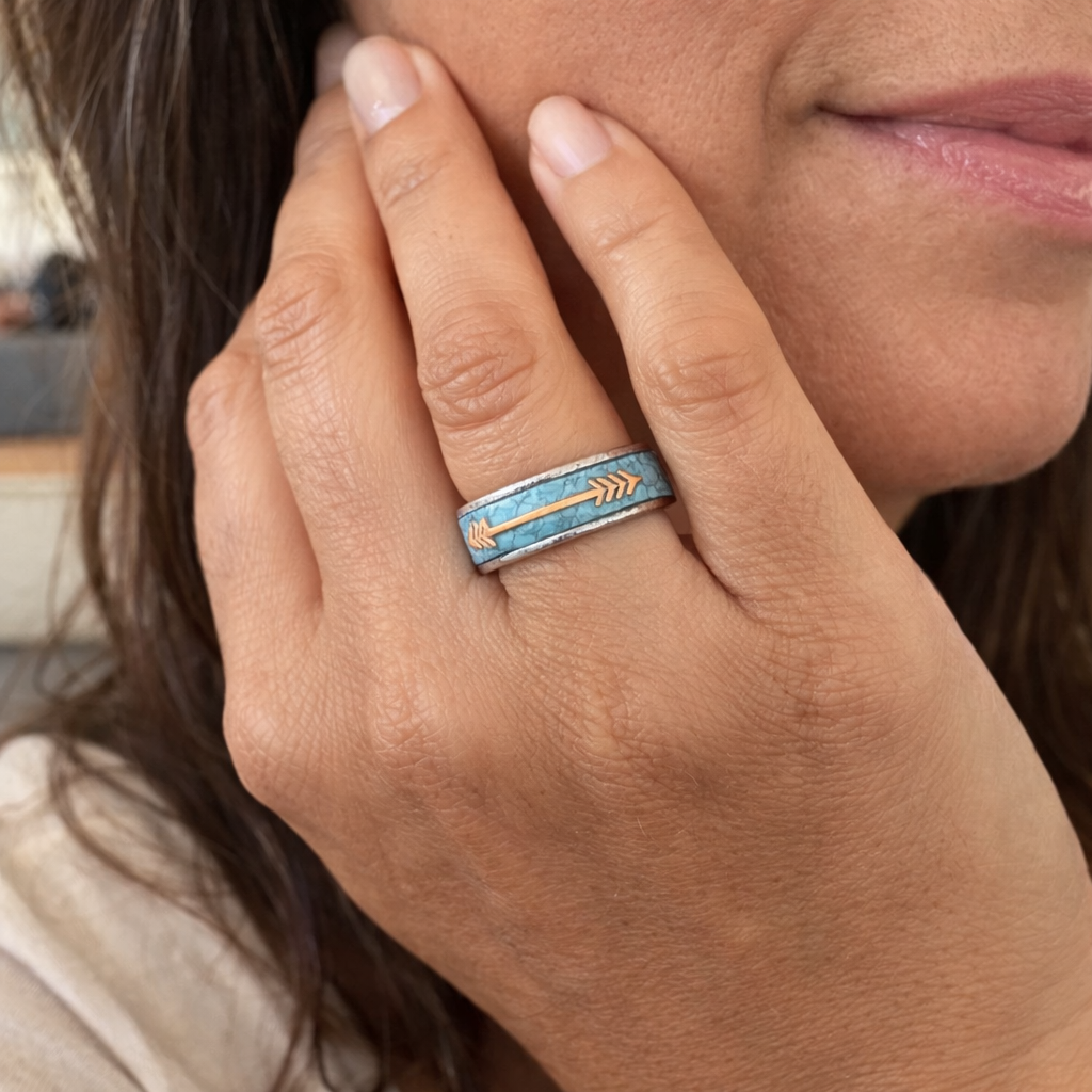 Antique Enamel Silver White Gold Ring