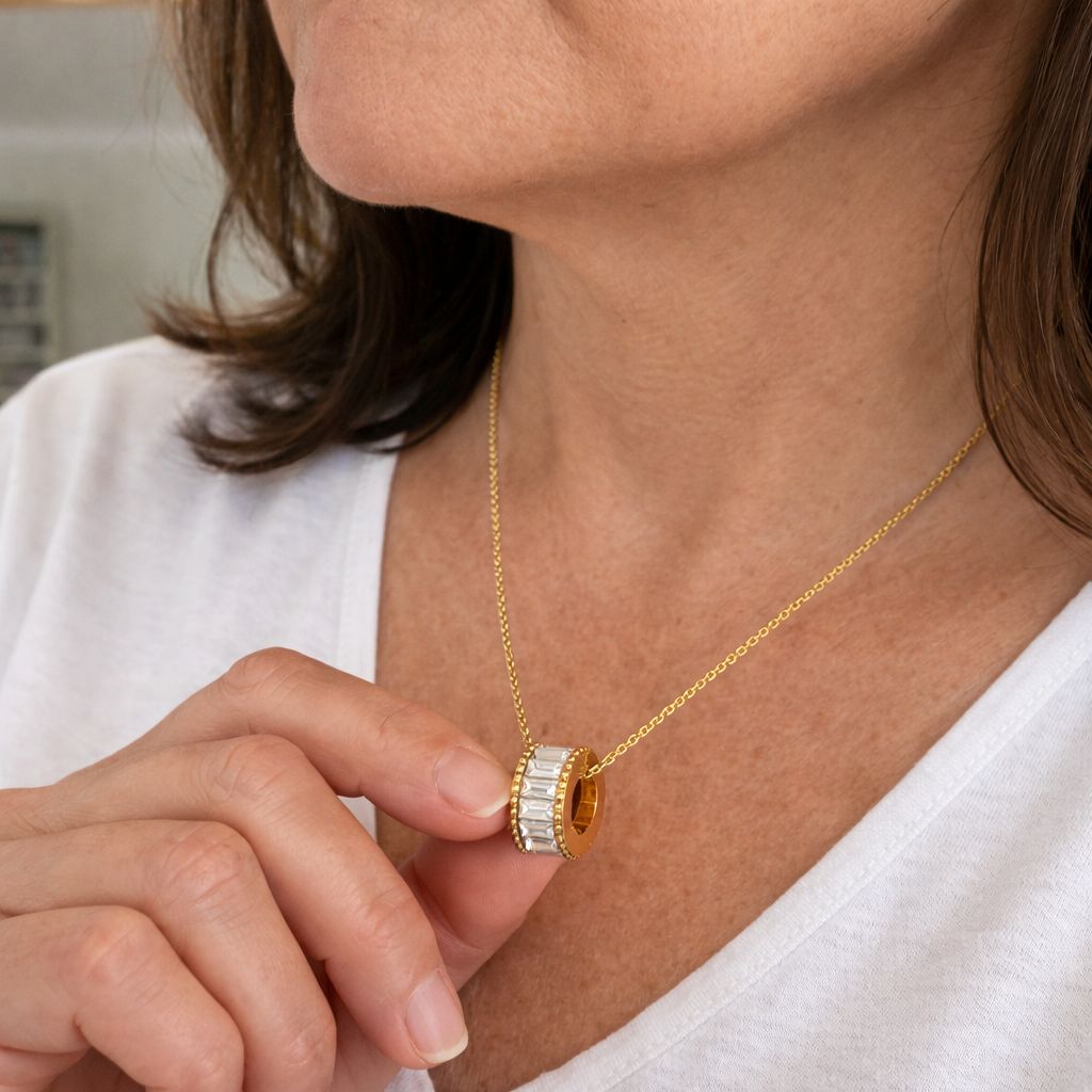 Elyna Polished Barrel Yellow Gold Necklace