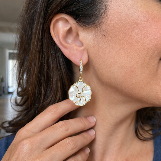 Pendientes Espiral Blancos | Oro