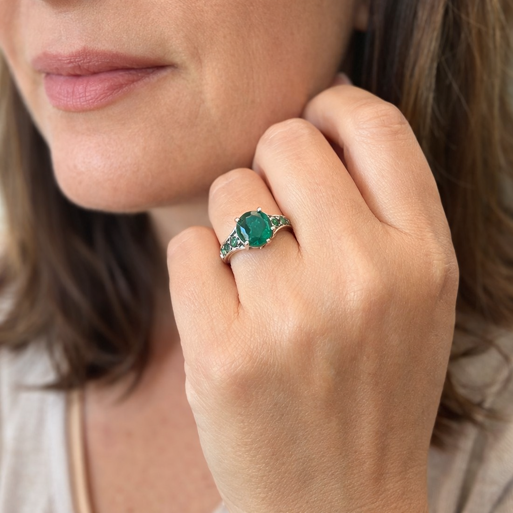 Celia Ferrowyn Emerald White Gold Ring