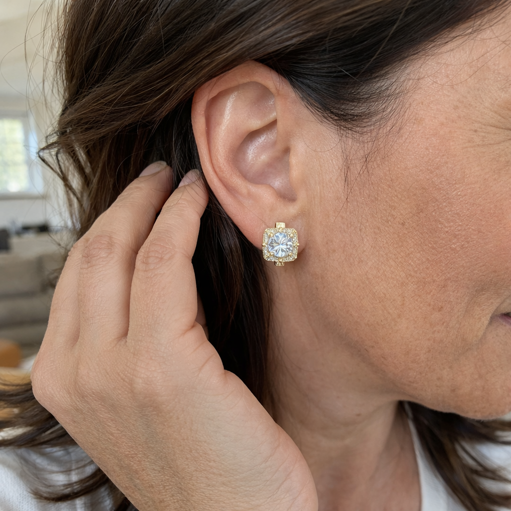 Nadine Square Yellow Gold Earrings