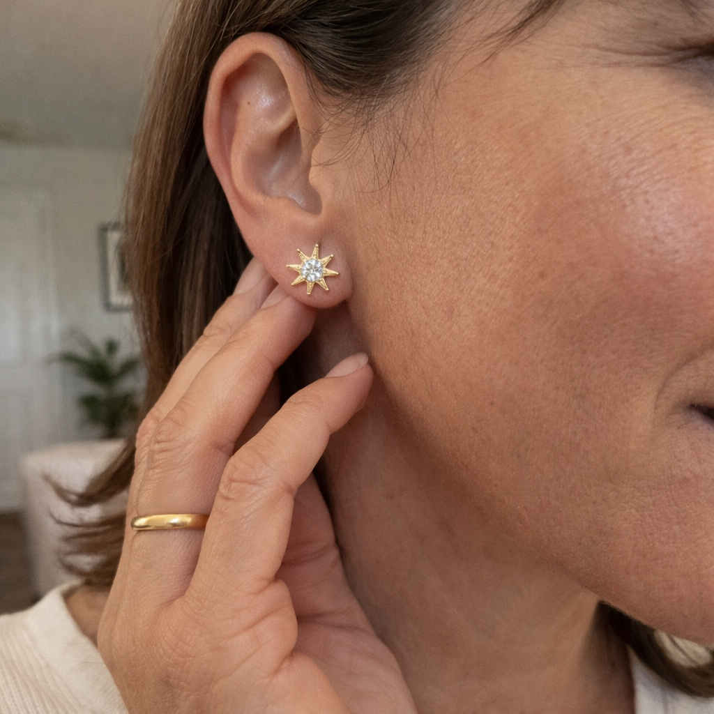 Sunburst Yellow Gold Earrings