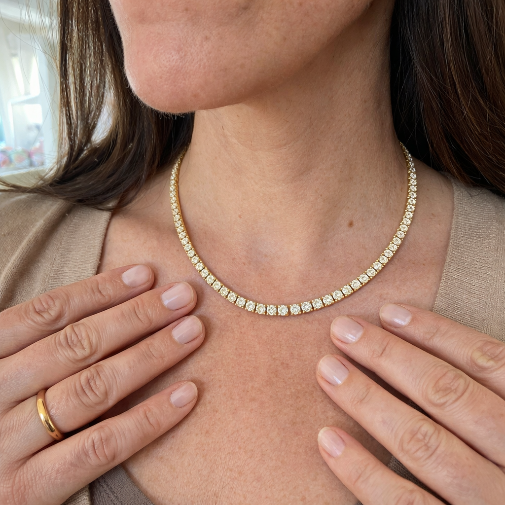 Tennis Yellow Gold Necklace